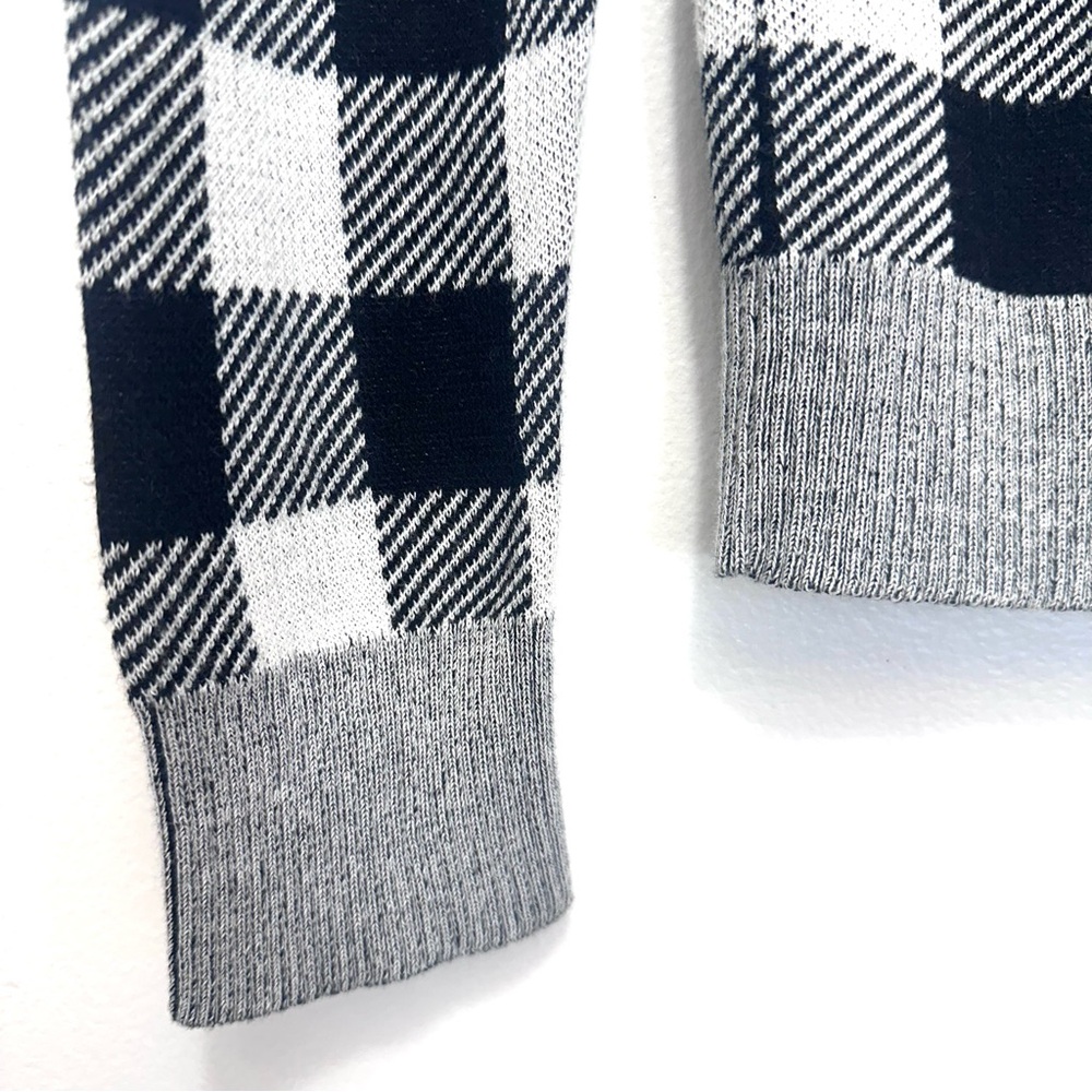 Express Sweater Medium Black White Checkered Crewneck Pullover 100% Cotton NWT - Picture 7 of 15